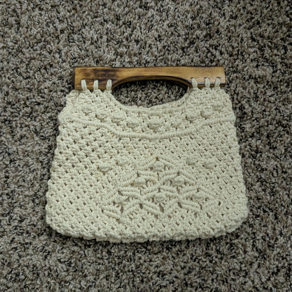 Crochet Mini Purse with Wooden Handles